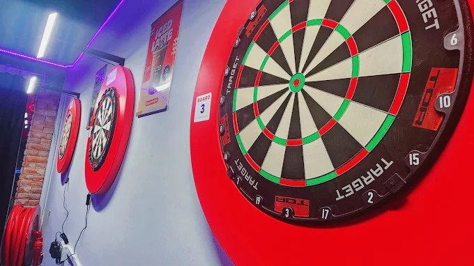 The steel-tip dartboards used at Good Vibes Social Club